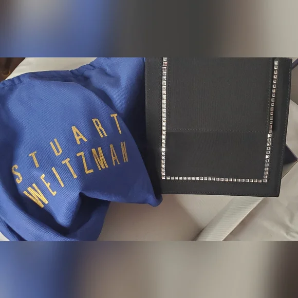 NWT STUART WEITZMAN-Small-black Fabric bag -magnetic snap crossbody evening bag - Picture 3 of 13